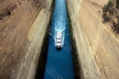 Boat in Corinth Canal
