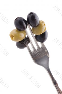 olive on fork