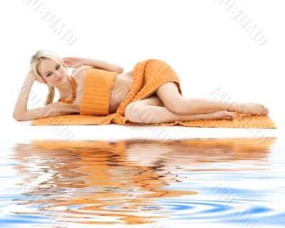beautiful lady with orange towels
