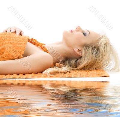 beautiful lady with orange towels