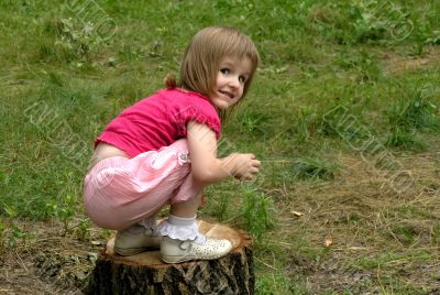 little girl on the stump
