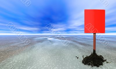 red blank sign post