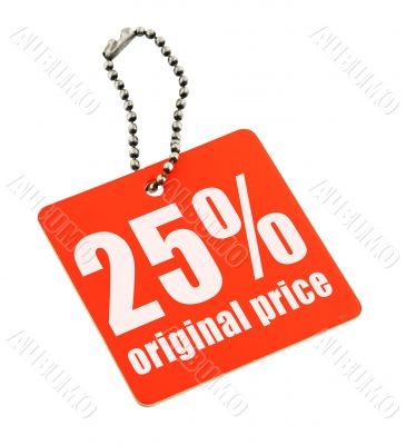 red price tag on white