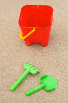 Toys beach in the sand