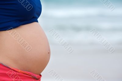 Pregnant with sea background