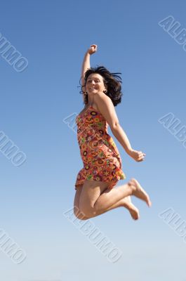 Beautiful girl jumping