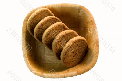 five biscuits on a plate