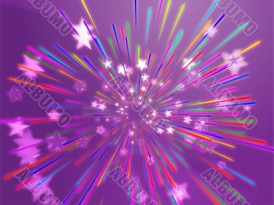 Bursting flying stars illustration