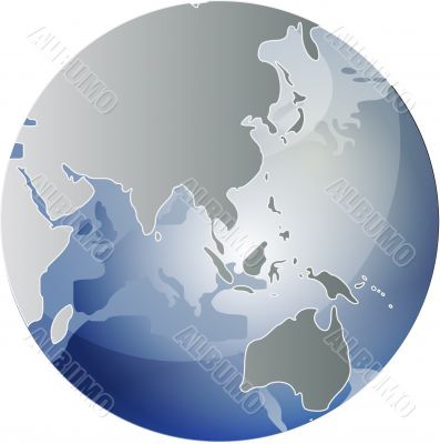 Map of Asia on globe  illustration