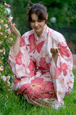 Girl in a flower yukata