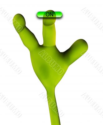 Alien Hand Pushing Button