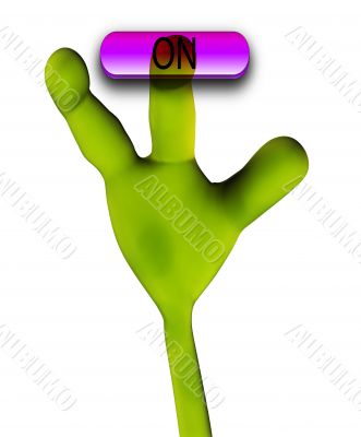 Alien Hand Pushing Button