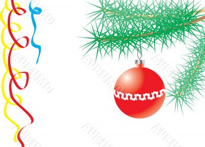 new year ball on pine branch