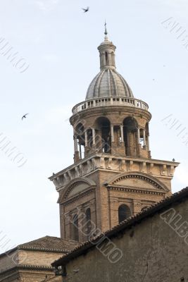 Mantua - Belfry and swallows at evening