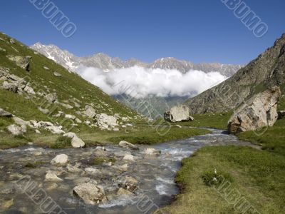 Mountains and river