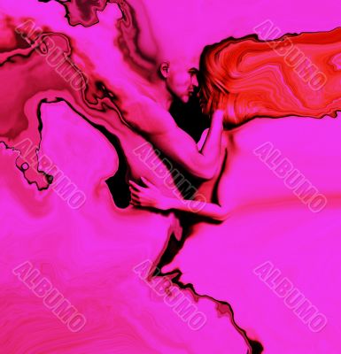 Distorted Man And Women In Love