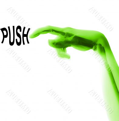 Bone Hand Pushing Button