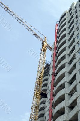 Building tower crane on the sky background