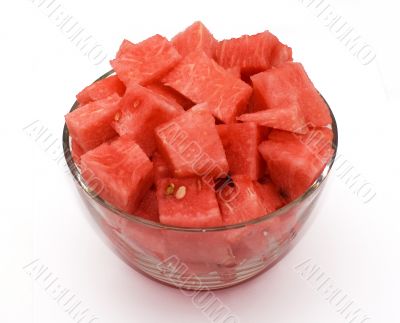 Pieces of watermelon in glass bowl