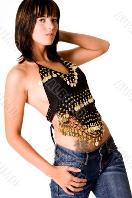 Brunette in jeans