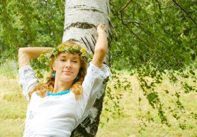 Standing near birch