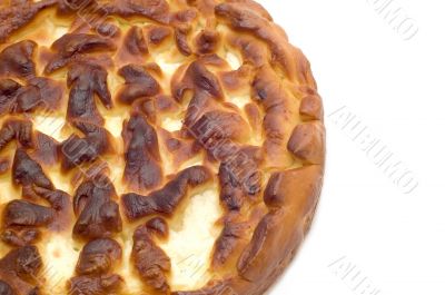 Pie with curd closeup