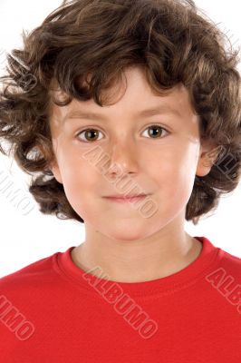 portrait of a handsome boy with red shirt