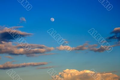 Beautiful blue sky with full moon
