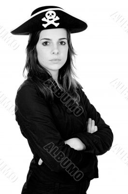 businesswoman dressed in a pirate
