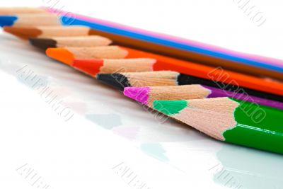 Colored pencils lined up -Shallow DOF
