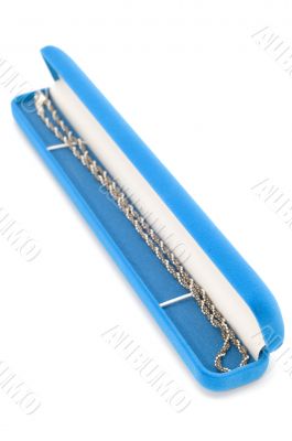 Silver chain on box