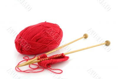 Knitting with red
