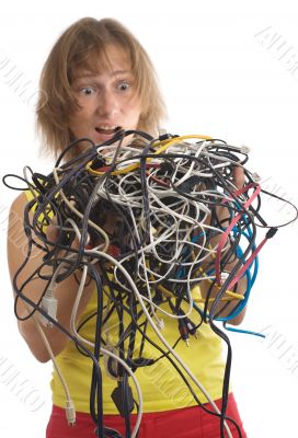 woman with cables