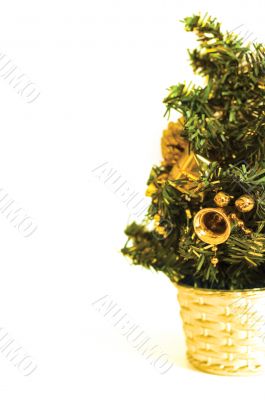 Decorated Christmas tree with presents isolated