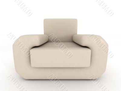 leather armchair on a white background. 3D image.
