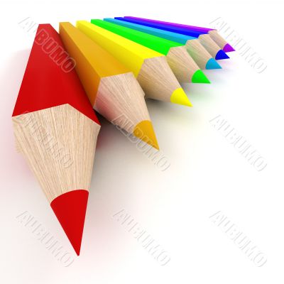 Set of color pencils. the 3D  image.