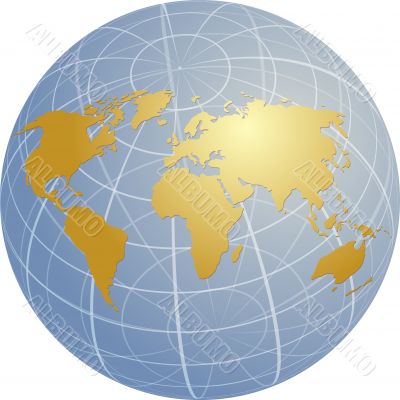 Map of the world illustration on globe grid