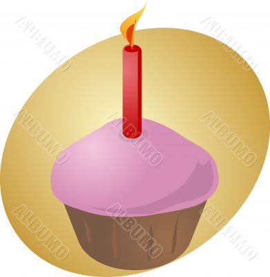 Birthday cupcake with candle