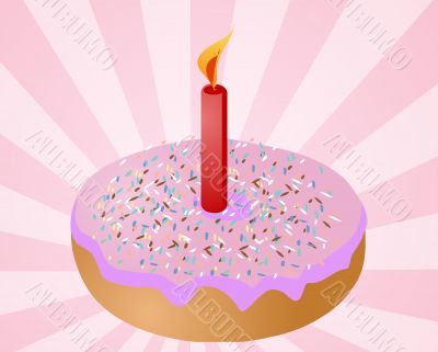 Birthday donut with candle