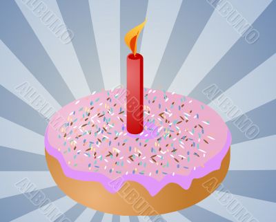 Birthday donut with candle