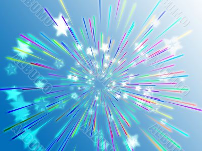 Bursting flying stars illustration