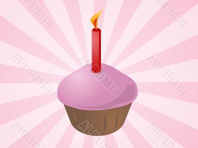 Birthday cupcake with candle