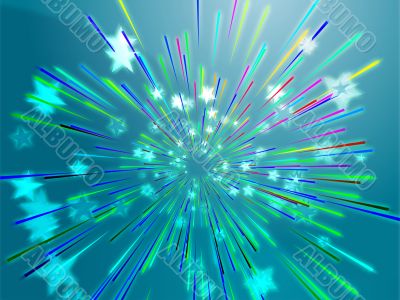Bursting flying stars illustration