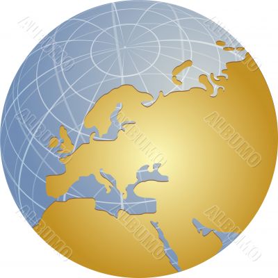 Map of Eurpe on globe  illustration