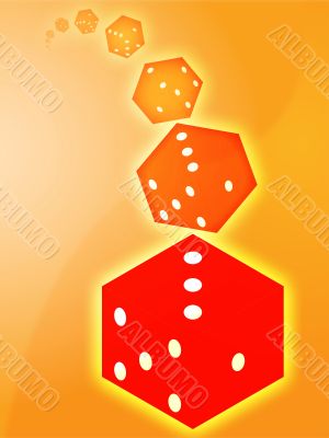 Rolling red dice illustration