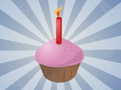 Birthday cupcake with candle