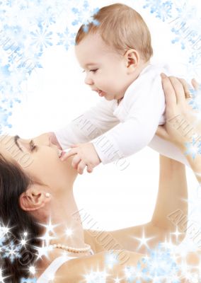 happy mother with baby boy