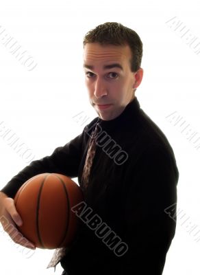 Businessman Holding Basketball