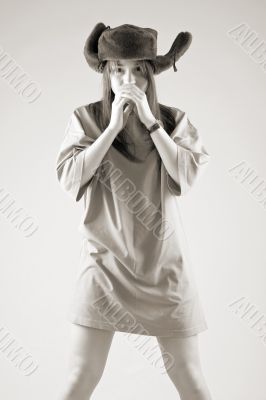 woman in funny hat