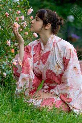 Girl in a flower yukata